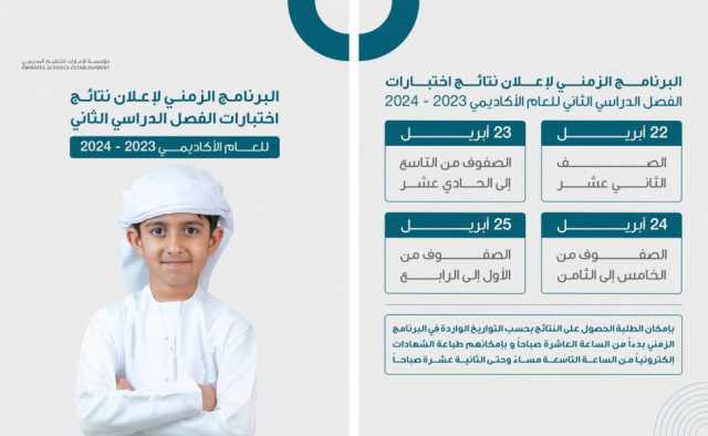 إعلان البرنامج الزمني لنتائج الفصل الدراسي الثاني للعام الأكاديمي 2023 – 2024