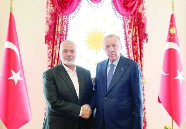 بعد لقائه هنية في إسطنبول.. أردوغان يدعو الفلسطينيين إلى «الوحدة»