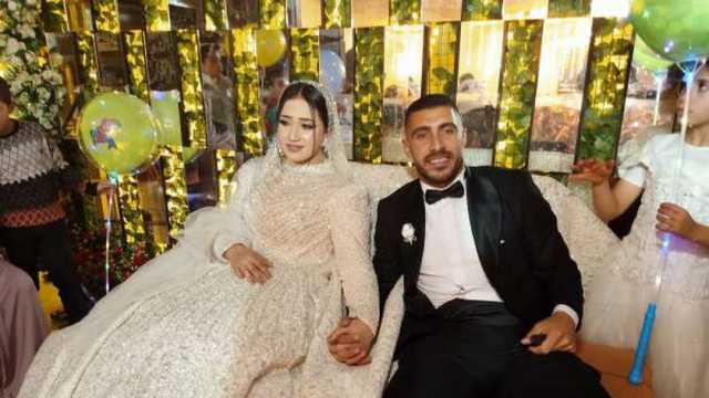 محمد ربيعة لاعب منتخب مصر يحتفل بزفافه في مسقط رأسه بكفر الشيخ