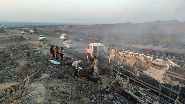 وفاة 34 شخصًا حرقًا في حادث تصادم مروّع باليمن