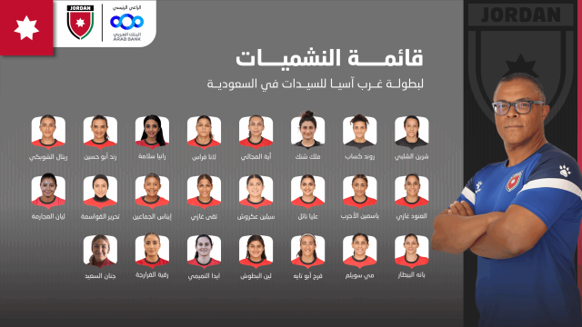 الإعلان عن قائمة المنتخب الأردني للسيدات في بطولة غرب آسيأ