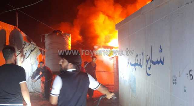 إصابة في حريق كرفان في مخيم الزعتري بالمفرق