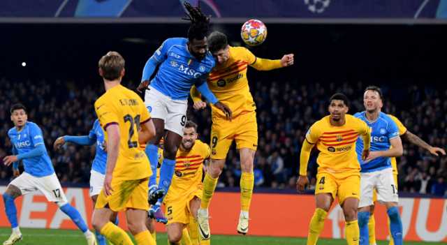 التعادل يحسم لقاء برشلونة ونابولي في دوري الأبطال
