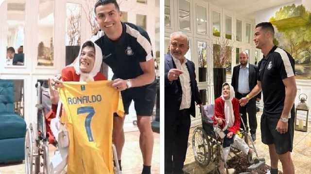 رونالدو يلتقي بالرسامة الإيرانية «فاطمة» ويهديها قميصه.. فيديو