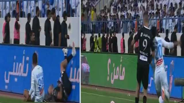 تدخل عنيف من حمد آل منصور ضد ميتروفيتش..فيديو