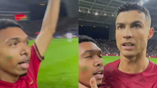 مشجع يقتحم مباراة البرتغال وسلوفاكيا لالتقاط صورة مع رونالدو .. فيديو