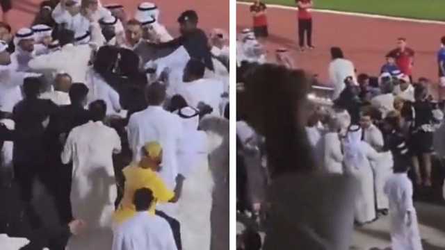 اشتباك قوي بين إداريين القادسية والكويت..فيديو