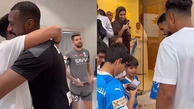 الأطفال ولاعبي الهلال يستقبلون الدوسري بالسلام الحار والأحضان .. فيديو