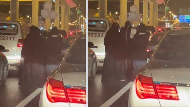 فتيات يحتفلن بعيد ميلاد صديقتهن وسط الطريق بالرياض..فيديو