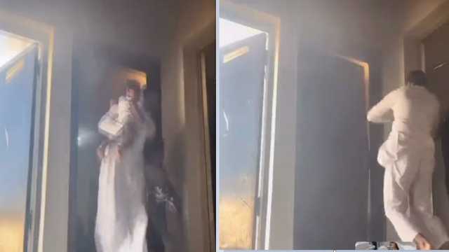 مواطن ينقذ عائلة كاملة من الإحتراق..فيديو
