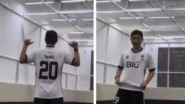 لاعب نادي يوكوهاما يتدرب بقميص الهلال..فيديو