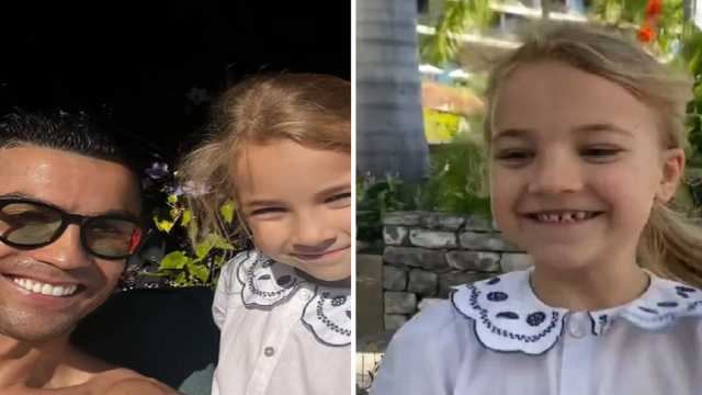 فرحة طفلة صغيرة بعد أخذ صورة مع رونالدو .. فيديو