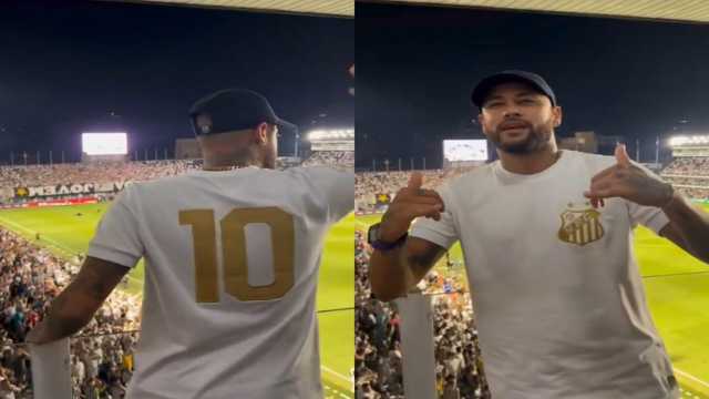 نيمار يحيي جماهير سانتوس ويقبل شعار النادي .. فيديو
