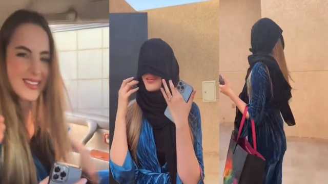 أم تغطي وجه مودل أجنبية حتى لا يراها ابنها..فيديو