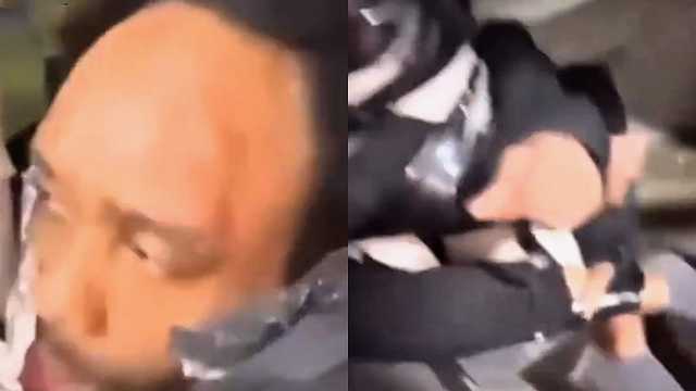 مجموعة أشخاص يربطون متحرش بعمود إنارة بأمريكا .. فيديو