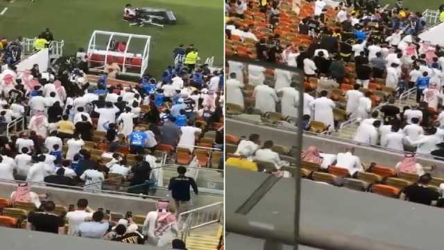مناوشات بين جماهير الهلال والاتحاد بعد طرد حمدالله .. فيديو