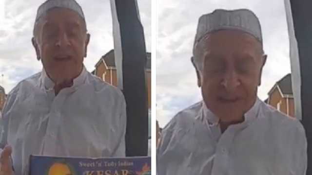 رجل غير مسلم يحرص على معايدة جاره المسلم بمناسبة عيد الفطر في بريطانيا .. فيديو