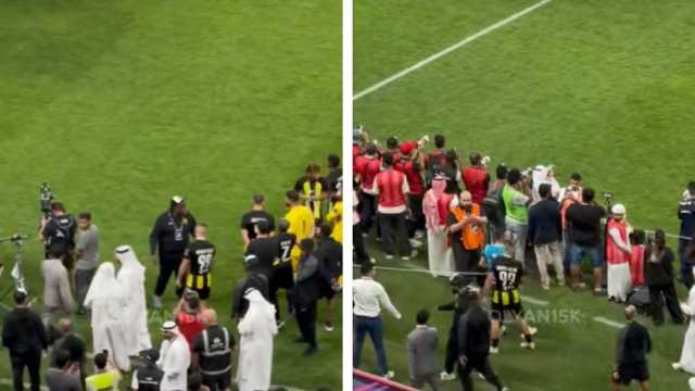 حمدالله يحرض نجوم الاتحاد على مغادرة الملعب قبل تتويج الهلال .. فيديو
