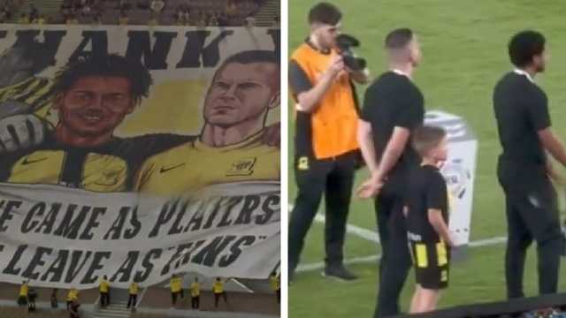 ردة فعل رومارنيهو وغروهي بعد رؤية بنر جماهير الاتحاد المقدم لهما.. فيديو