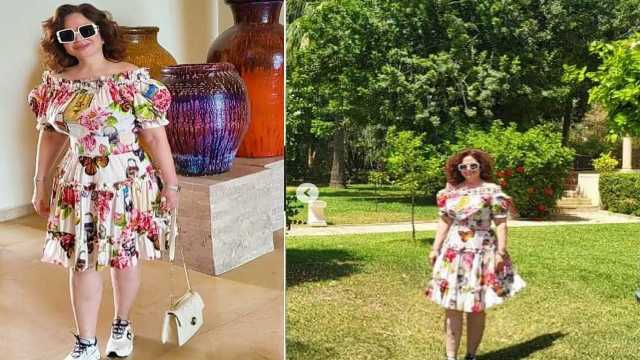 إلهام شاهين تتألق بفستان مزركش بالزهور .. صور
