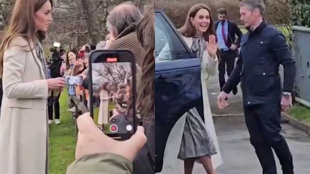زوجة ولي عهد بريطانيا توقف موكبها لإلقاء التحية على طفلة بتواضع .. فيديو