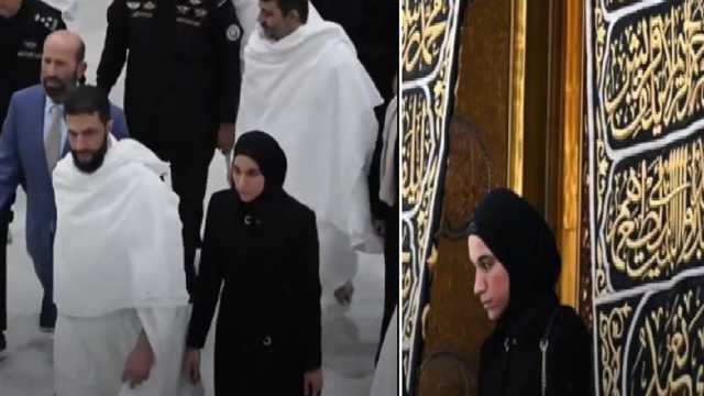 تساؤلات حول سيدة محجبة تسير مع الشرع أثناء أدائه العمرة ..فيديو