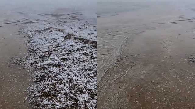 سيل من البرد يزين صباح الدوادمي في السابع من رمضان .. فيديو
