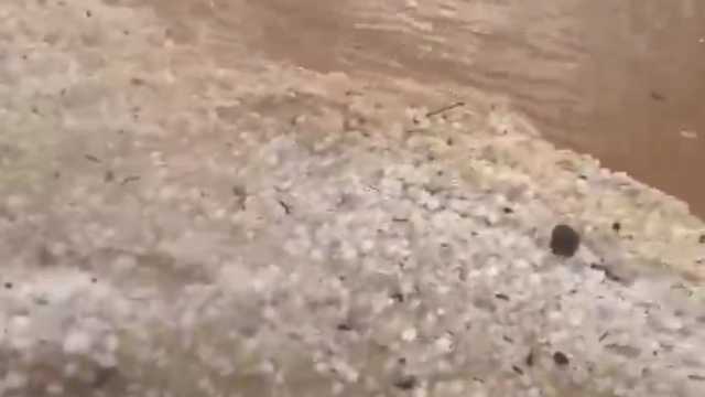 تساقط برد قوي شمال غرب العاصمة الرياض ..فيديو