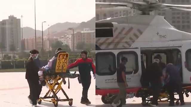 نقل أول حالة إخلاء طبي جوي من المسجد الحرام بعد تدشين المهبط .. فيديو