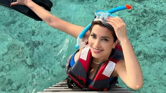 نسرين طافش بالمايوه برفقة زوجها الجديد في شهر العسل