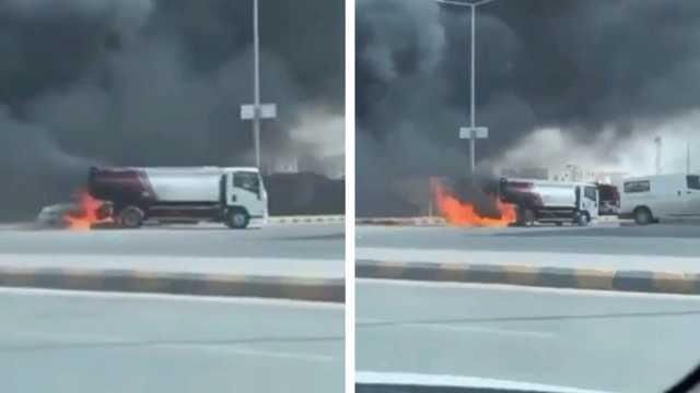 لحظات مروعة لاندلاع حريق بحافلة في الرياض .. فيديو