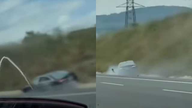 لحظات مرعبة لخروج سيارة عن السيطرة على طريق سريع .. فيديو