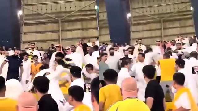 اشتباك بالأيدي بين جماهير النصر والاتحاد عقب المباراة.. فيديو