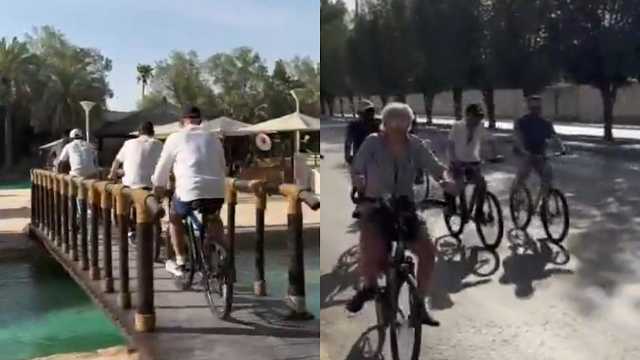 الأمير الوليد بن طلال يخطف الأنظار بجولة بالدراجة والجماهير : أبو خالد نبغى مهاجم .. فيديو