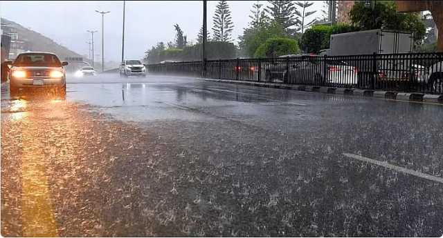 أمطار غزيرة على منطقة عسير وخفيفة على المدينة المنورة