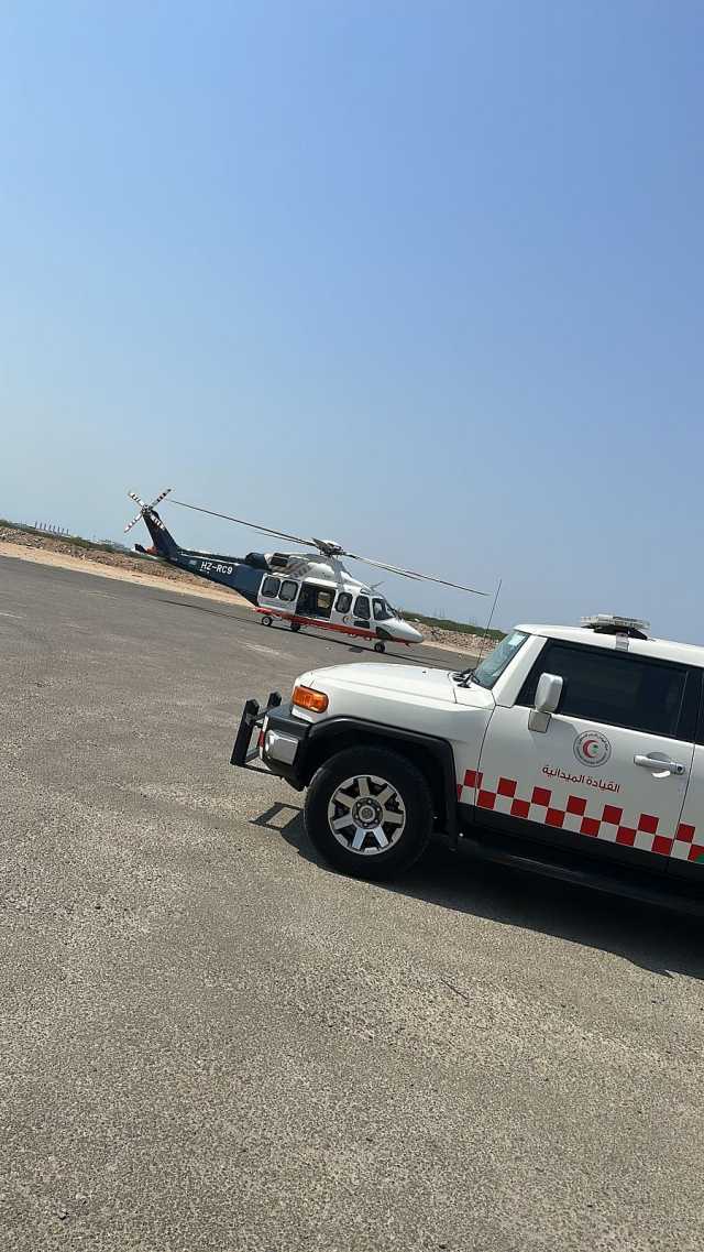 الإسعاف الجوي بجدة ينقل مصابين بحادث تصادم