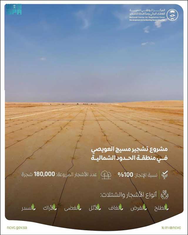 'الغطاء النباتي': الانتهاء من زراعة 180 ألف شجرة في مسيج العويصي بالحدود الشمالية