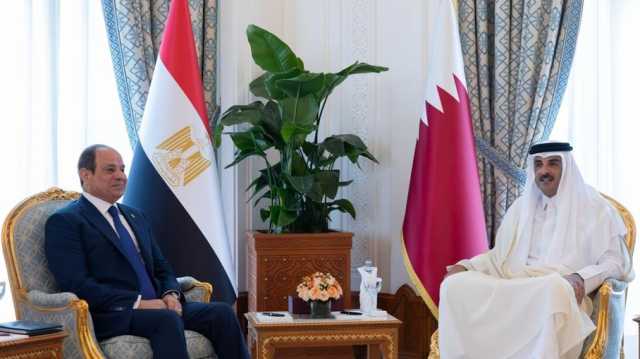 السيسي وأمير قطر يؤكدان رفض التهجير من غزة.. بحثا ملف الهدنة