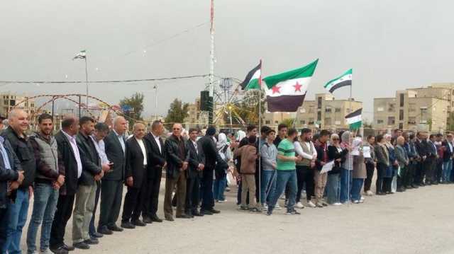 وقفة احتجاجية في القنيطرة جنوب سوريا للتنديد باعتداءات الاحتلال ودعما لغزة