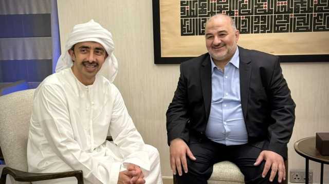 عبد الله بن زايد يلتقي منصور عباس في أبو ظبي.. بحثا قضية غزة