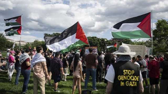 مظاهرة في واشنطن دعما لفلسطين وتنديدا بجرائم الاحتلال في غزة (شاهد)