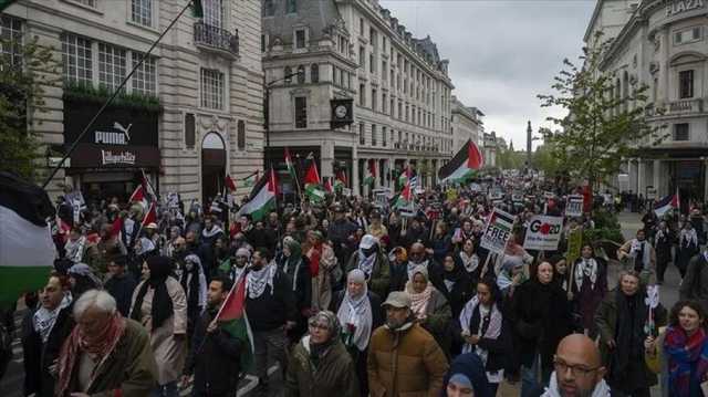 مظاهرة حاشدة في لندن للمطالبة بوقف تسليح الاحتلال وإنهاء العدوان (شاهد)