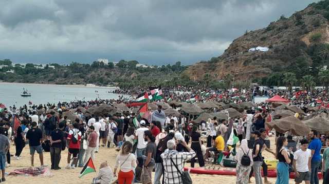 الآلاف يحتشدون بميناء سيدي بوسعيد لتوديع 40 سفينة ضمن أسطول الصمود (شاهد)