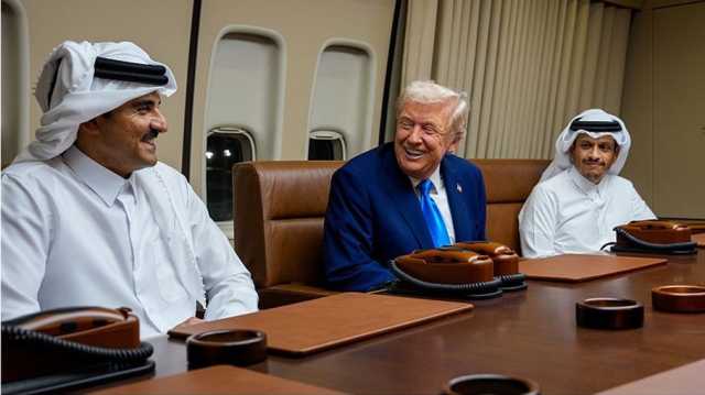 ترامب يتوقف في الدوحة للتزود بالوقود ويلتقي أمير قطر (شاهد)