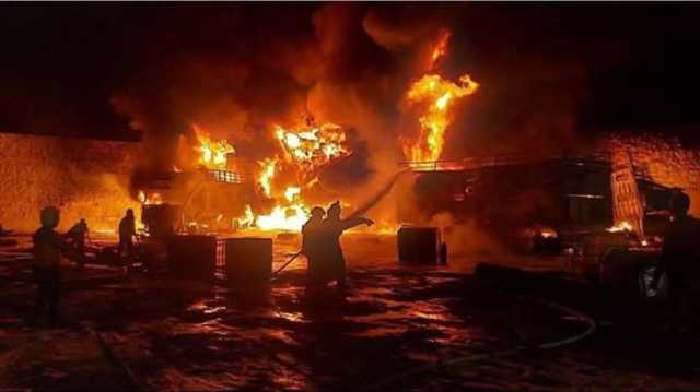 حريق كبير قرب مطار حلب السوري تزامنا مع إعلان إعادة تشغيله (شاهد)