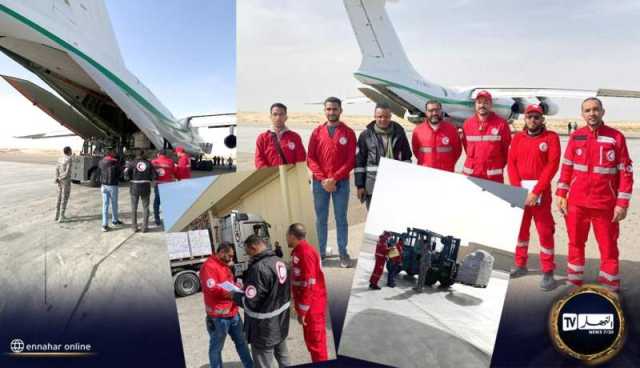 بالصور: وصول الدفعة الثالثة من المساعدات الجزائرية إلى مطارالعريش بمصر