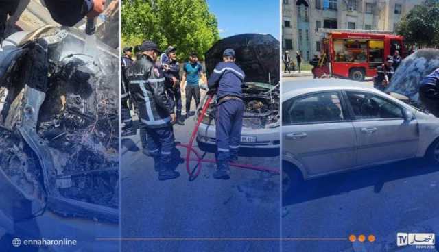 سوق أهراس.. حريق في محرك سيارة أمام مقر شرطة الهجرة 