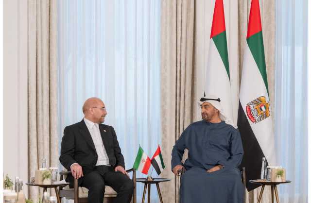 رئيس دولة الإمارات يستقبل رئيس مجلس الشورى الإيراني