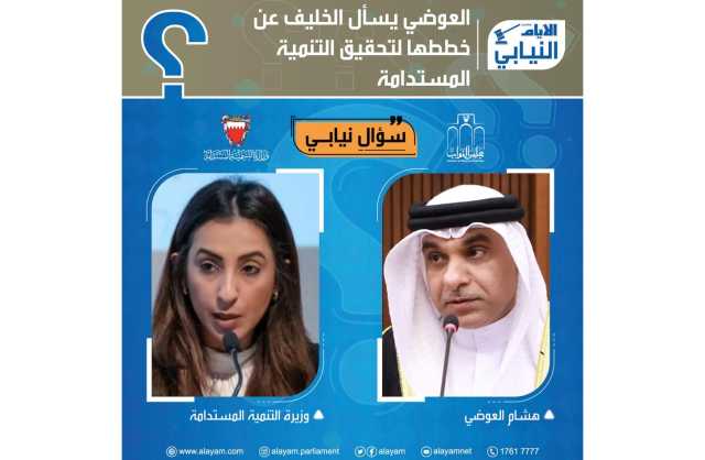 العوضي يسأل الخليف عن خططها لتحقيق التنمية المستدامة