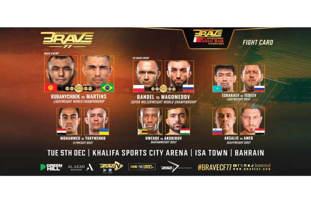 نزالان رئيسيان على اللقب العالمي في الوزن الخفيف والوزن فوق المتوسط في BRAVE CF 77